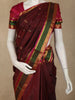 Deep Wine Maroon Butta Woven Design Kanchipuram Silk Saree with Contrast Zari Border