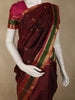 Deep Wine Maroon Butta Woven Design Kanchipuram Silk Saree with Contrast Zari Border
