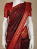 Deep Wine Maroon Butta Woven Design Pure Kanchipuram Silk Saree with Contrast Border