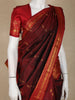 Deep Wine Maroon Butta Woven Design Pure Kanchipuram Silk Saree with Contrast Border