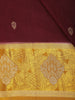 Deep Wine Maroon Butta Zari Woven Design Banarasi Silk Saree with Contrast Border