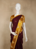 Deep Wine Maroon Butta Zari Woven Design Banarasi Silk Saree with Contrast Border
