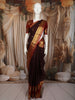 Deep Wine Maroon Butta Zari Woven Design Pure Kanchipuram Silk Saree with Contrast Zari Border