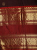 Deep Wine Maroon Butta Zari Woven Design Pure Kanchipuram Silk Saree with Contrast Zari Border