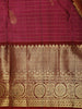Deep Wine Maroon Checked Zari Woven Design Pure Kanchipuram Silk Saree with Zari Border