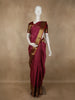 Deep Wine Maroon Checked Zari Woven Design Pure Kanchipuram Silk Saree with Zari Border