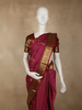 Deep Wine Maroon Checked Zari Woven Design Pure Kanchipuram Silk Saree with Zari Border