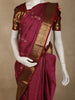 Deep Wine Maroon Checked Zari Woven Design Pure Kanchipuram Silk Saree with Zari Border