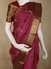 Deep Wine Maroon Checked Zari Woven Design Pure Kanchipuram Silk Saree with Zari Border