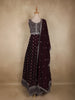 Deep Wine Maroon Floral Embroidered Design Georgette Party Wear Gown