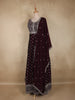 Deep Wine Maroon Floral Embroidered Design Georgette Party Wear Gown