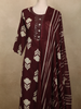 Deep Wine Maroon Floral Printed Design Cotton Salwar Suit with Dupatta