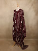 Deep Wine Maroon Floral Printed Design Cotton Salwar Suit with Dupatta