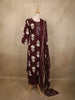 Deep Wine Maroon Floral Printed Design Cotton Salwar Suit with Dupatta