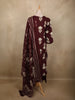 Deep Wine Maroon Floral Printed Design Cotton Salwar Suit with Dupatta