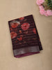 Deep Wine Maroon Floral Printed Design Mixed Cotton Casual Wear Saree