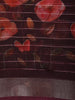 Deep Wine Maroon Floral Printed Design Mixed Cotton Casual Wear Saree