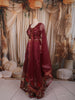 Deep Wine Maroon Floral Printed and Stone Embellished Design Tussar Silk Festive Lehenga with Matching Dupatta