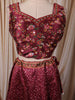 Deep Wine Maroon Floral Printed and Stone Embellished Design Tussar Silk Festive Lehenga with Matching Dupatta
