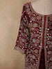 Deep Wine Maroon Floral Sequins and Beads Embroidered Design Organza Bridesmaids Lehenga with Dupatta