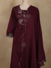 Deep Wine Maroon Floral Thread Embroidered Design Cotton Anarkali Salwar Suit with Dupatta