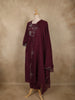 Deep Wine Maroon Floral Thread Embroidered Design Cotton Anarkali Salwar Suit with Dupatta