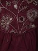 Deep Wine Maroon Floral Thread Embroidered Design Cotton Anarkali Salwar Suit with Dupatta