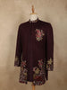 Deep Wine Maroon Floral Thread Embroidered Design Polynosic Sherwani Suit
