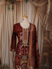 Deep Wine Maroon Floral Vine Printed Design Crepe Silk Straight Cut Salwar Suit with Matching Dupatta