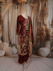 Deep Wine Maroon Floral Vine Printed Design Crepe Silk Straight Cut Salwar Suit with Matching Dupatta
