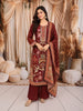 Deep Wine Maroon Floral Vine Printed Design Crepe Silk Straight Cut Salwar Suit with Matching Dupatta