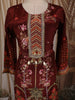 Deep Wine Maroon Floral Vine Printed Design Crepe Silk Straight Cut Salwar Suit with Matching Dupatta