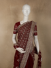 Deep Wine Maroon Floral Zari Embroidered and Stone Embellished Design Georgette Saree with Dupatta