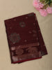 Deep Wine Maroon Floral and Paisley Motif Woven Design Mixed Cotton Saree
