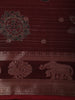 Deep Wine Maroon Floral and Paisley Motif Woven Design Mixed Cotton Saree