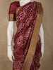 Deep Wine Maroon Geometric Design Tussar Saree with Zari Border