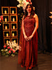 Deep Wine Maroon Geometric Sequins and Beads Embroidered Design Satin Party Wear Gown with Sheer Dupatta