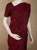 Deep Wine Maroon Geometric Woven Design Pure Kanchipuram Silk Saree with Self Border