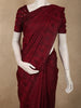 Deep Wine Maroon Geometric Woven Design Pure Kanchipuram Silk Saree with Self Border