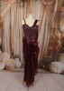 Deep Wine Maroon Heavy Beads Embroidered Design Holographic Ready to Wear Party Saree with Designer Corset Blouse