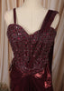 Deep Wine Maroon Heavy Beads Embroidered Design Holographic Ready to Wear Party Saree with Designer Corset Blouse