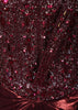 Deep Wine Maroon Heavy Beads Embroidered Design Holographic Ready to Wear Party Saree with Designer Corset Blouse