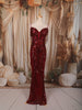 Deep Wine Maroon  Heavy Sequins Embroidered Design Sequins Fabric Party Wear Corset Fish Cut Gown
