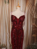 Deep Wine Maroon  Heavy Sequins Embroidered Design Sequins Fabric Party Wear Corset Fish Cut Gown