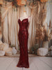Deep Wine Maroon  Heavy Sequins Embroidered Design Sequins Fabric Party Wear Corset Fish Cut Gown