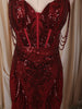 Deep Wine Maroon  Heavy Sequins Embroidered Design Sequins Fabric Party Wear Corset Fish Cut Gown