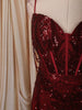 Deep Wine Maroon  Heavy Sequins Embroidered Design Sequins Fabric Party Wear Corset Fish Cut Gown