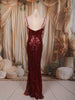 Deep Wine Maroon  Heavy Sequins Embroidered Design Sequins Fabric Party Wear Corset Fish Cut Gown