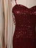Deep Wine Maroon Heavy Sequins Embroidered Design Sequins Fabric Party Wear Fish Cut Gown with Draped Beaded Shoulder Chains