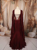Deep Wine Maroon Heavy Sequins and Beads Embroidered Design Net Mermaid Bridal Lehenga and Off Shoulder Corset Blouse  with Matching Choker Dupatta